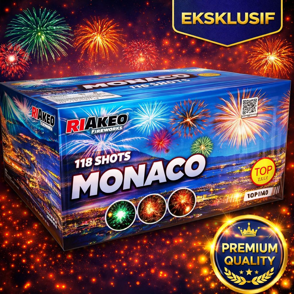  Kembang Api Cake TOP1181 Monaco 118 Shots 1.2 Inch Cake Fireworks Indonesia