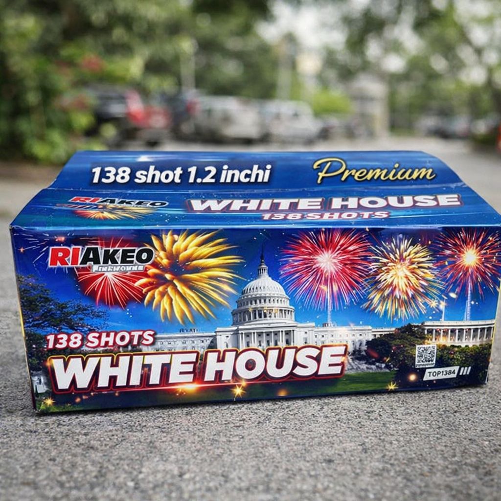  Kembang Api Cake TOP1384 White House 138 Shots1.2 Inch Cake Fireworks Indonesia