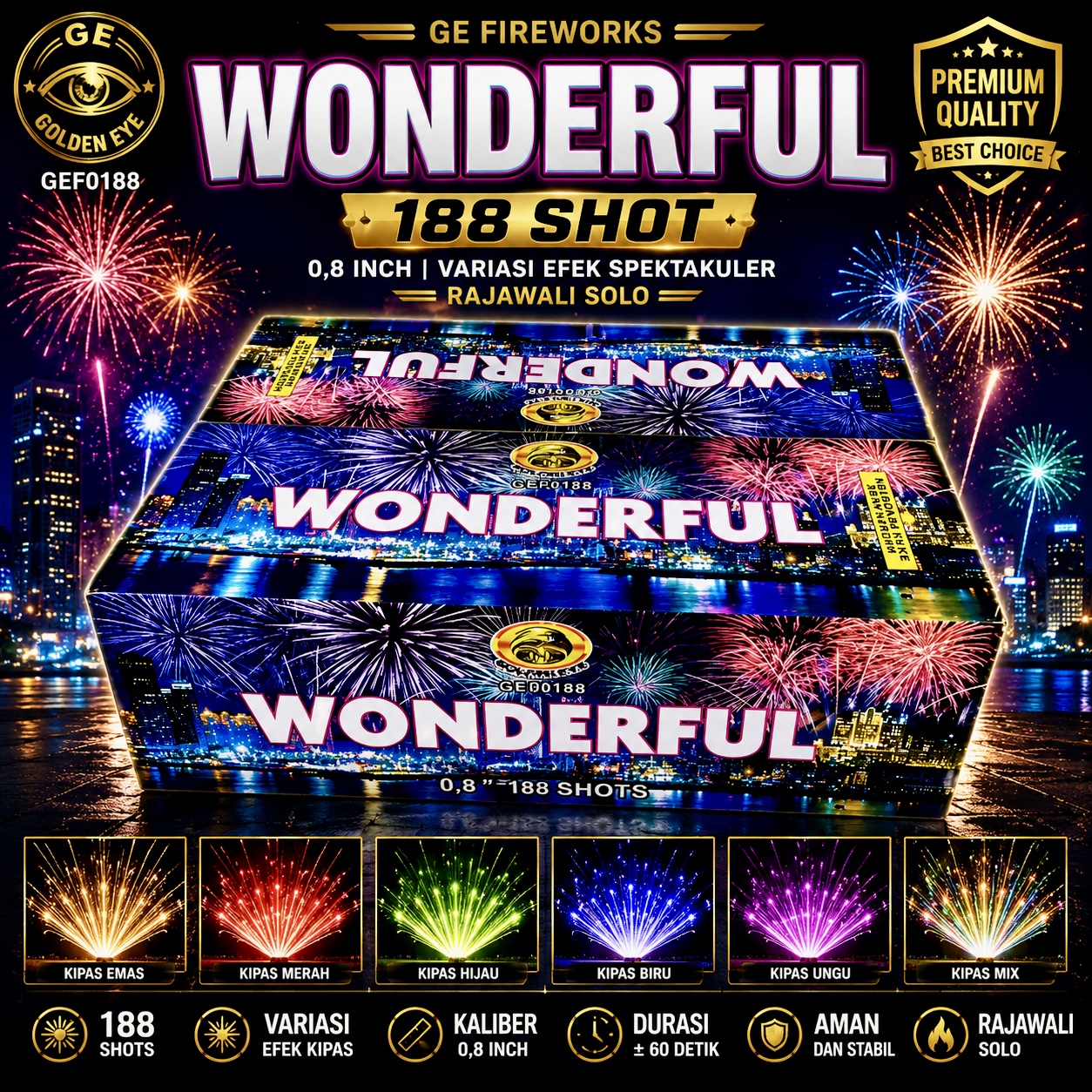 GE 08188 WONDERFUL 0.8” 188 SHOTS