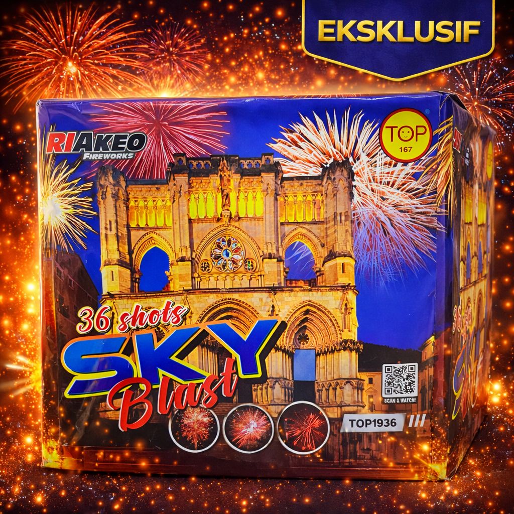 Kembang Api Cake RIAKEO SERIIES Sky Blast 36 Shots 1.9 Inch - SUPER BIG INCH CAKE FIREWORKS !