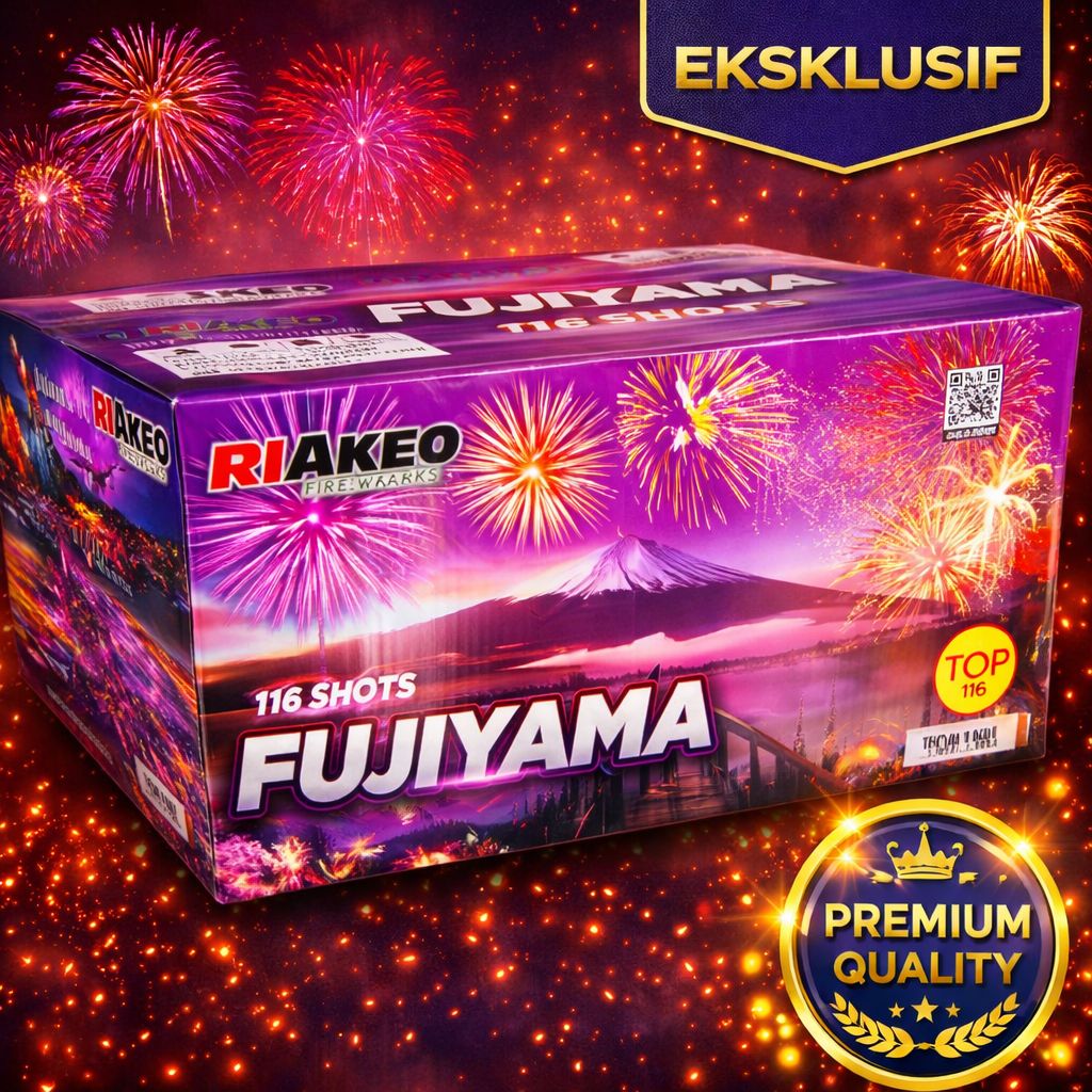 Kembang Api Cake TOP1161 Fujiyama 116 Shots 1.0 + 1.2 Inch Cake Fireworks Indonesia